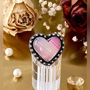 Botswana Agate Heart Hand Crafted Ring Size 8.25